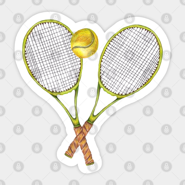 two Tennis rackets with tennis ball Sticker by lisenok